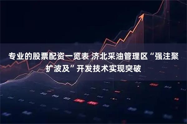 专业的股票配资一览表 济北采油管理区“强注聚扩波及”开发技术实现突破